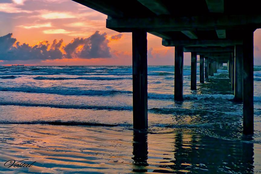 Under Horace Caldwell Pier at Dawn